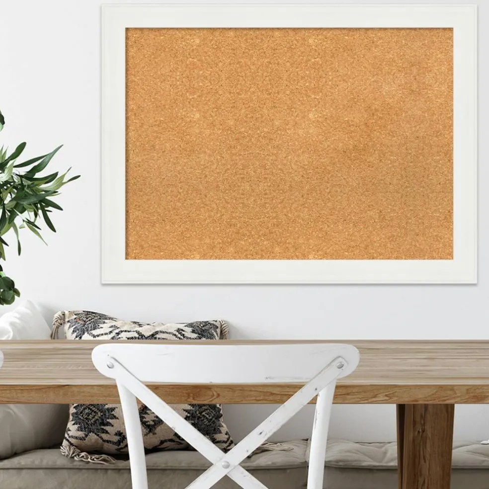 Cork Board, Vanity White Narrow Frame - Bulletin Board, Organization Board, Pin Board