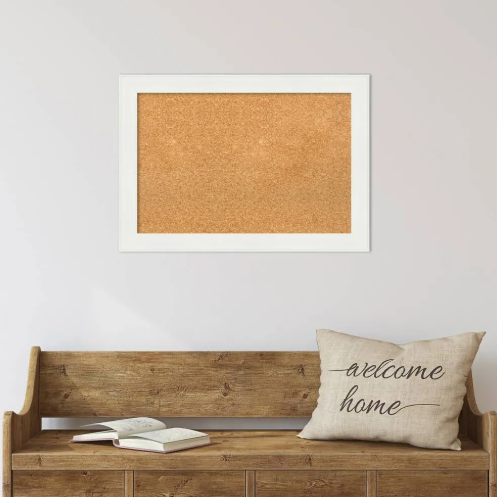 Cork Board, Vanity White Narrow Frame - Bulletin Board, Organization Board, Pin Board