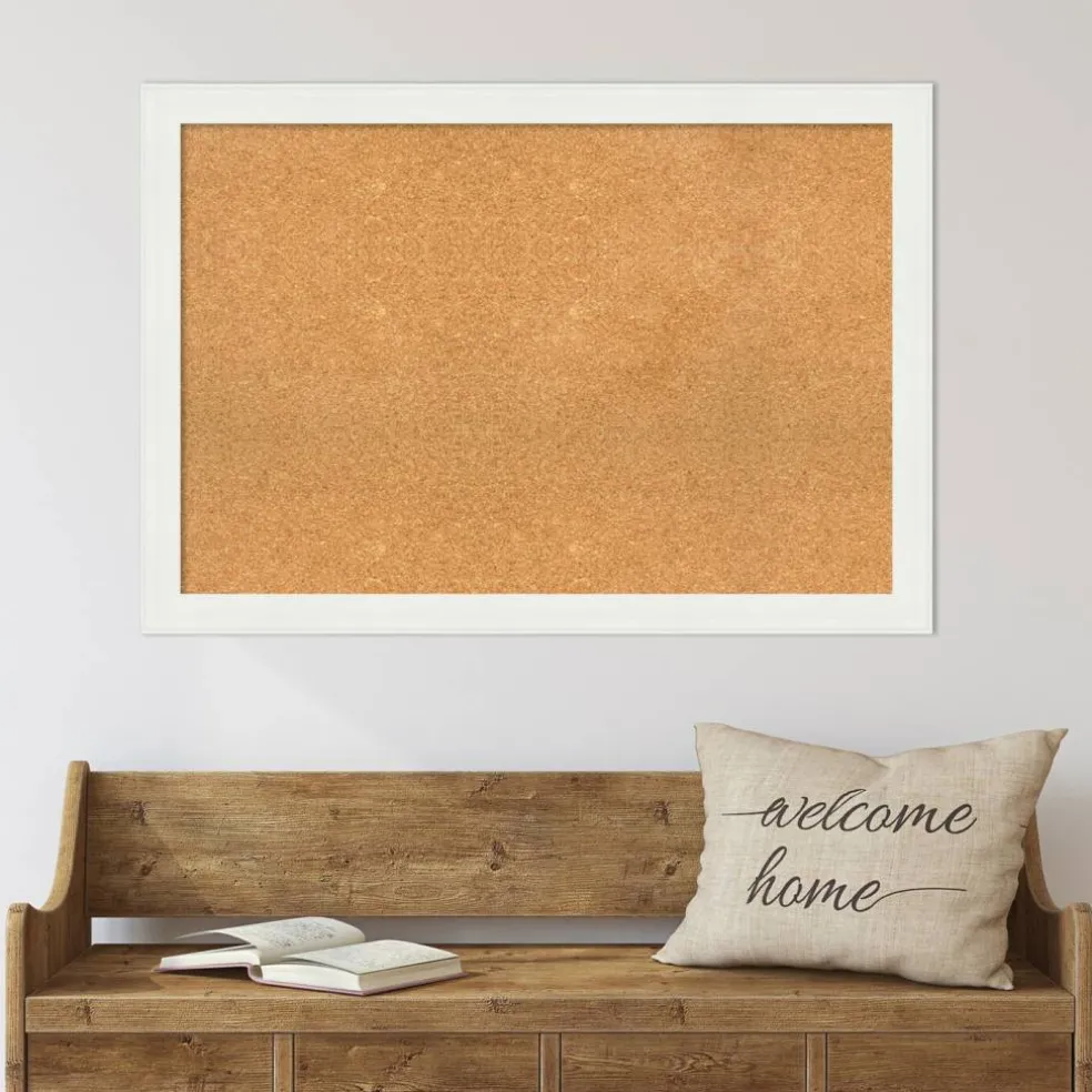 Cork Board, Vanity White Narrow Frame - Bulletin Board, Organization Board, Pin Board