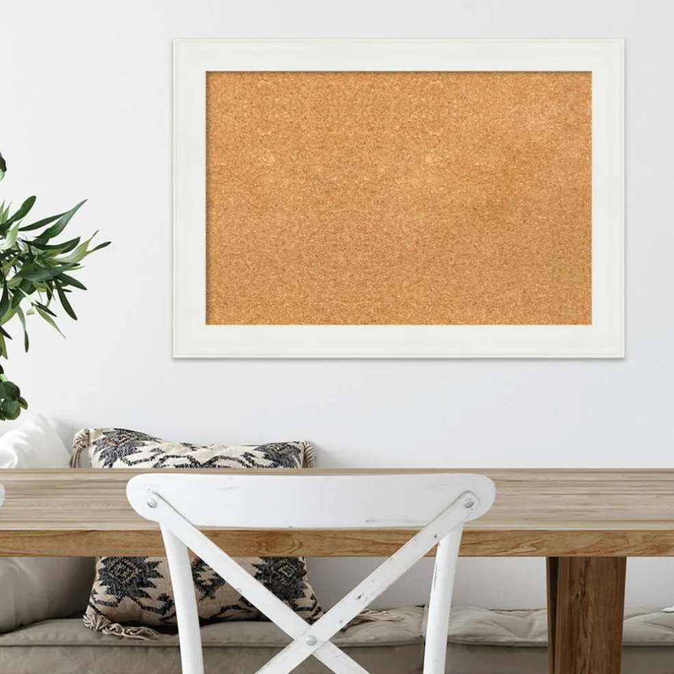 Cork Board, Vanity White Narrow Frame - Bulletin Board, Organization Board, Pin Board
