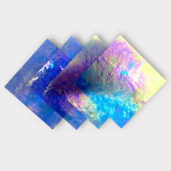 Cornflower Blue Transparent Luminescent COE 96 Fusible Glass Sheets / Mosaic Squares - 4 Pack