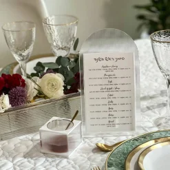 Corrugated Lucite Simanim Card with Stand