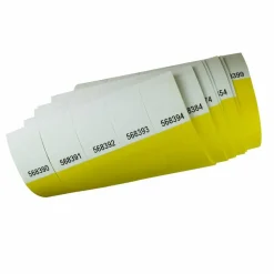 COSCO Security Wristband, Tamper Resistant, 10" x 3/4", Yellow, 100 bands (20 perforated sheets of 5 bands each)