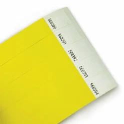 COSCO Security Wristband, Tamper Resistant, 10" x 3/4", Yellow, 100 bands (20 perforated sheets of 5 bands each)