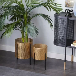 CosmoLiving by Cosmopolitan Gold Metal Mesh Planter Set