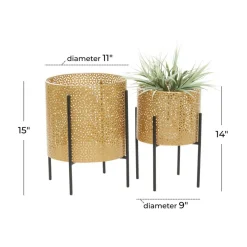 CosmoLiving by Cosmopolitan Gold Metal Mesh Planter Set