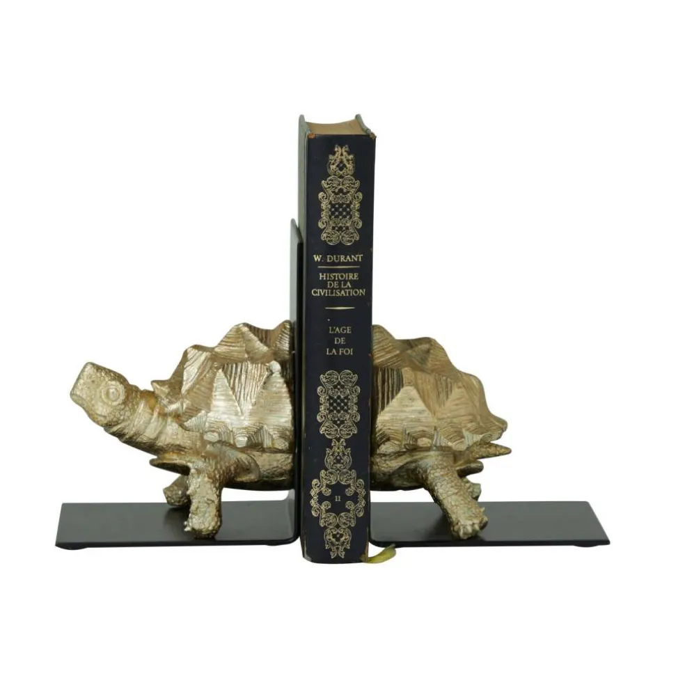 CosmoLiving by Cosmopolitan Brass Polystone Coastal Bookends, 6" x 5" x 4"