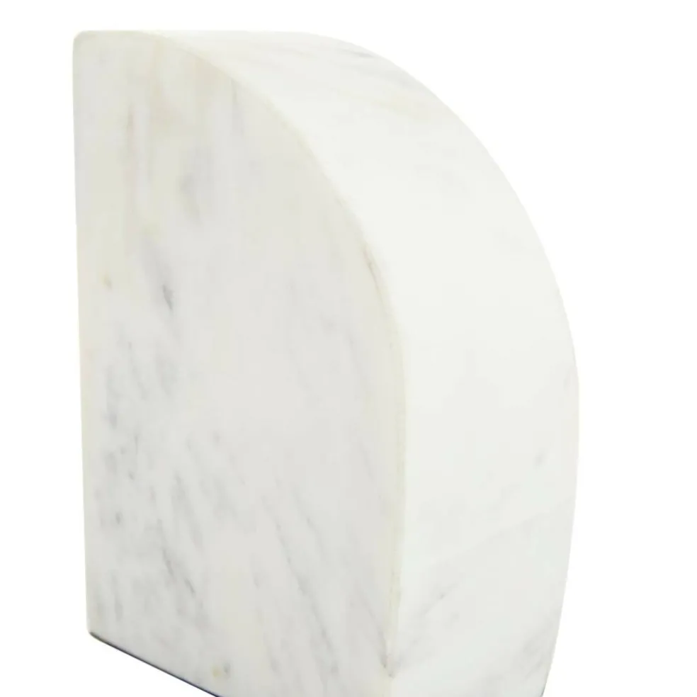 CosmoLiving by Cosmopolitan White Marble Glam Bookends, 6" x 4" x 2"