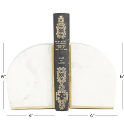 CosmoLiving by Cosmopolitan White Marble Glam Bookends, 6