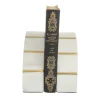 CosmoLiving by Cosmopolitan White Marble Glam Bookends, 5" x 5" x 2"