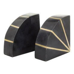 CosmoLiving by Cosmopolitan Black Marble Glam Bookends, 5