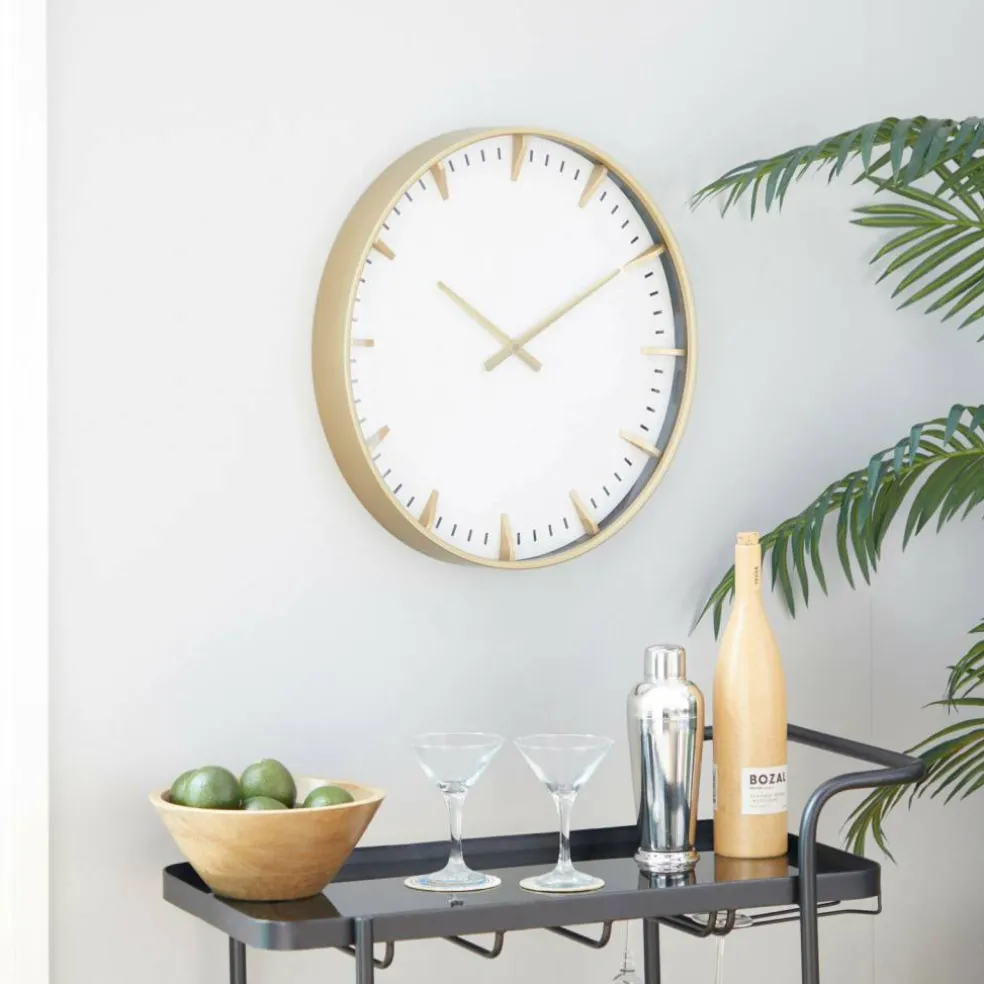 CosmoLiving by Cosmopolitan White Glass Contemporary Wall Clock, 20" x 20" x 2"