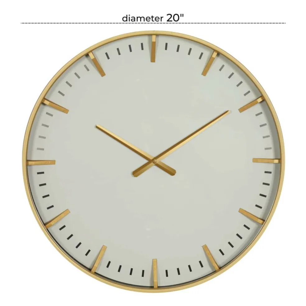 CosmoLiving by Cosmopolitan White Glass Contemporary Wall Clock, 20" x 20" x 2"