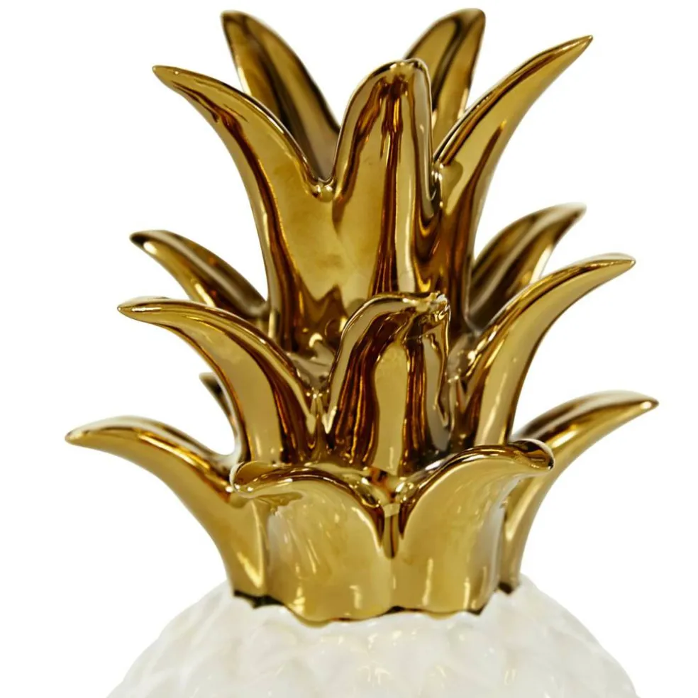 CosmoLiving by Cosmopolitan White Porcelain Modern Decorative Pineapple, 10" x 4" x 4"