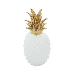 CosmoLiving by Cosmopolitan White Porcelain Modern Decorative Pineapple, 10
