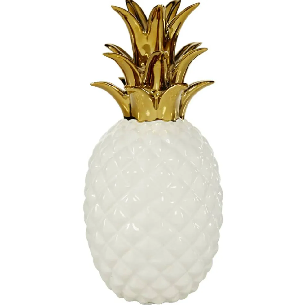 CosmoLiving by Cosmopolitan White Porcelain Modern Decorative Pineapple, 10" x 4" x 4"