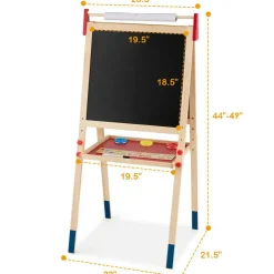 Costway All-in-One Wooden Kid's Art Easel Height Adjustable Paper Roll