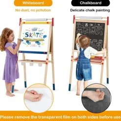 Costway All-in-One Wooden Kid's Art Easel Height Adjustable Paper Roll