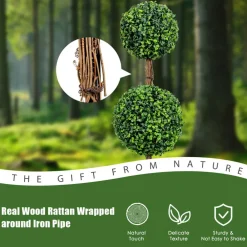 Costway 36'' Artificial Topiary Double Ball Tree Indoor Outdoor UV Resistant