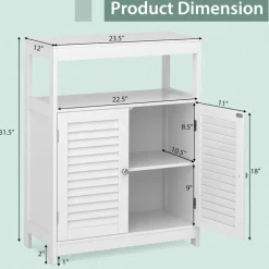 Costway Bathroom Floor Cabinet Free Standing Storage Organizer w/ Double Shutter Doors