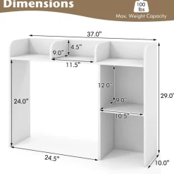 Costway Desk Bookshelf Desktop Storage Organizer Display Shelf Rack Dorm Office Natural/White/Brown