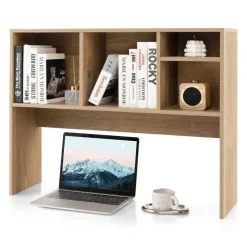 Costway Desk Bookshelf Desktop Storage Organizer Display Shelf Rack Dorm Office Natural/White/Brown
