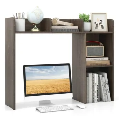 Costway Desk Bookshelf Desktop Storage Organizer Display Shelf Rack Dorm Office Natural/White/Brown