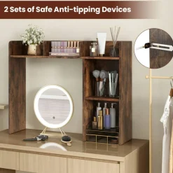 Costway Desk Bookshelf Desktop Storage Organizer Display Shelf Rack Dorm Office Natural/White/Brown