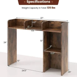 Costway Desk Bookshelf Desktop Storage Organizer Display Shelf Rack Dorm Office Natural/White/Brown