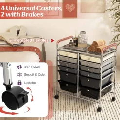 Costway 12 Drawers Rolling Cart Storage Mutlicolor Scrapbook Paper Studio Organizer Bins
