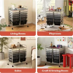 Costway 12 Drawers Rolling Cart Storage Mutlicolor Scrapbook Paper Studio Organizer Bins