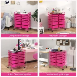 Costway 12 Drawers Rolling Cart Storage Mutlicolor Scrapbook Paper Studio Organizer Bins