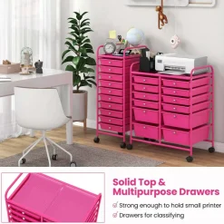 Costway 12 Drawers Rolling Cart Storage Mutlicolor Scrapbook Paper Studio Organizer Bins