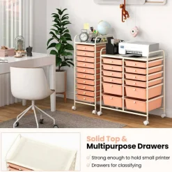 Costway 12 Drawers Rolling Cart Storage Mutlicolor Scrapbook Paper Studio Organizer Bins