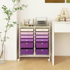 Costway 12 Drawers Rolling Cart Storage Mutlicolor Scrapbook Paper Studio Organizer Bins