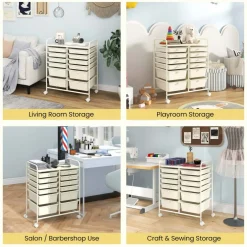 Costway 12 Drawers Rolling Cart Storage Mutlicolor Scrapbook Paper Studio Organizer Bins
