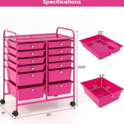Costway 12 Drawers Rolling Cart Storage Mutlicolor Scrapbook Paper Studio Organizer Bins