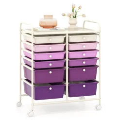 Costway 12 Drawers Rolling Cart Storage Mutlicolor Scrapbook Paper Studio Organizer Bins