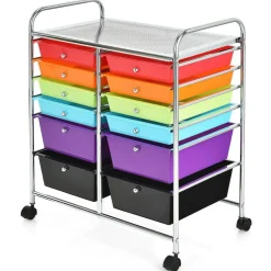 Costway 12 Drawers Rolling Cart Storage Mutlicolor Scrapbook Paper Studio Organizer Bins