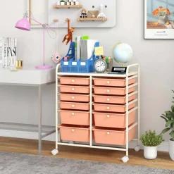 Costway 12 Drawers Rolling Cart Storage Mutlicolor Scrapbook Paper Studio Organizer Bins