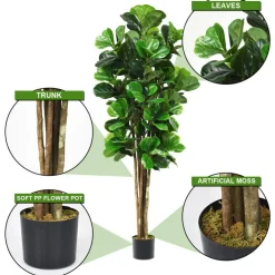 Costway 6ft Artificial Natural Fig Tree Bush Indoor/Outdoor decorative Planter
