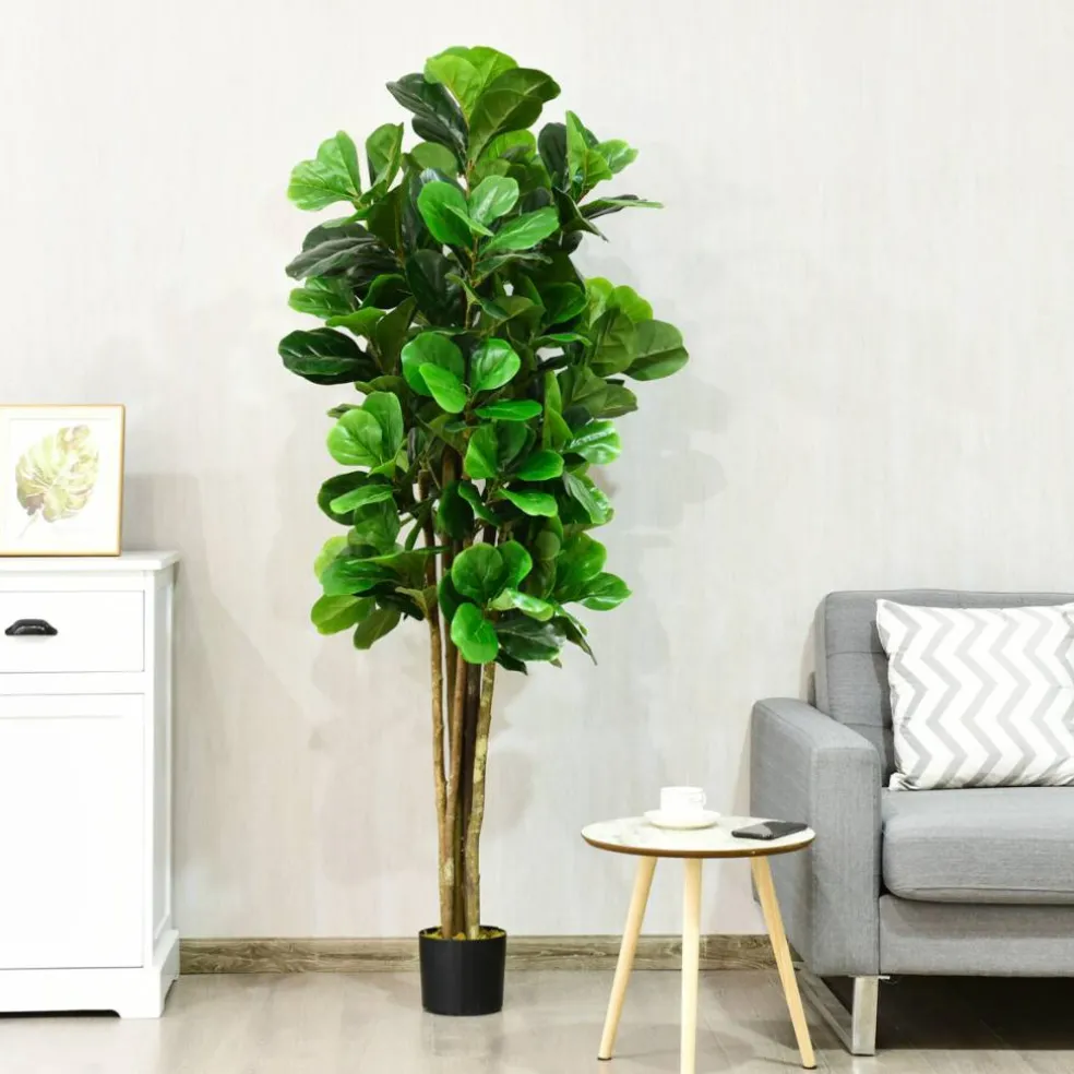 Costway 6ft Artificial Natural Fig Tree Bush Indoor/Outdoor decorative Planter