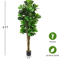 Costway 6ft Artificial Natural Fig Tree Bush Indoor/Outdoor decorative Planter