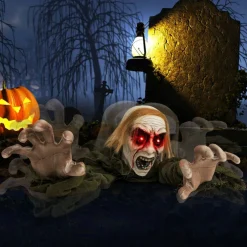 Costway Halloween Groundbreaker Voice Activated Climbing Zombie w/ Light up Eyes & Creepy Sound Crawling Life-Size