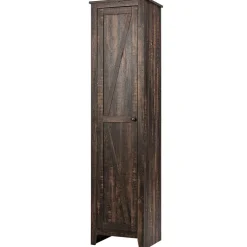 Costway Linen Tower Bathroom Storage Cabinet Tall Slim Side Organizer w/ Shelf White BlackWalnut