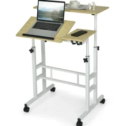 Costway Mobile Stand up Desk Adjustable Computer Desk Tilting Workstation