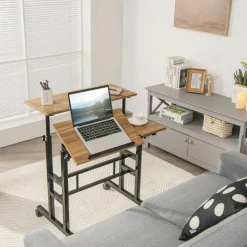 Costway Mobile Stand up Desk Adjustable Computer Desk Tilting Workstation