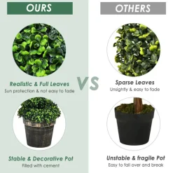 Costway 2 Pack 4FT Artificial Spiral Boxwood Topiary Tree Indoor Outdoor Decor
