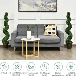 Costway 2 Pack 4FT Artificial Spiral Boxwood Topiary Tree Indoor Outdoor Decor