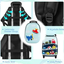 Costway 2PC Kids Carry On Luggage Set 12" Backpack and 16" Rolling Suitcase for Travel